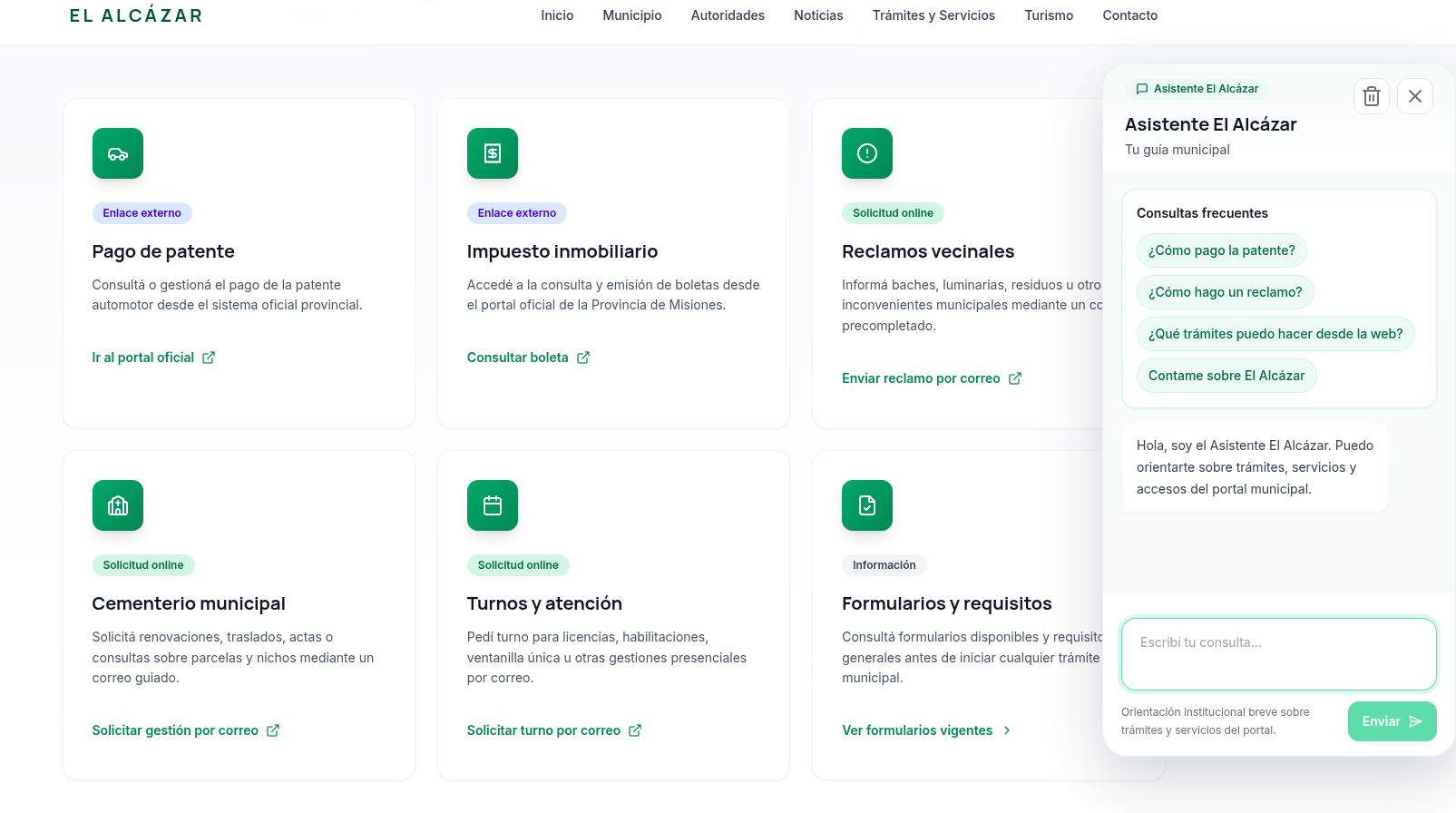 Captura de Portal Ciudadano El Alcázar