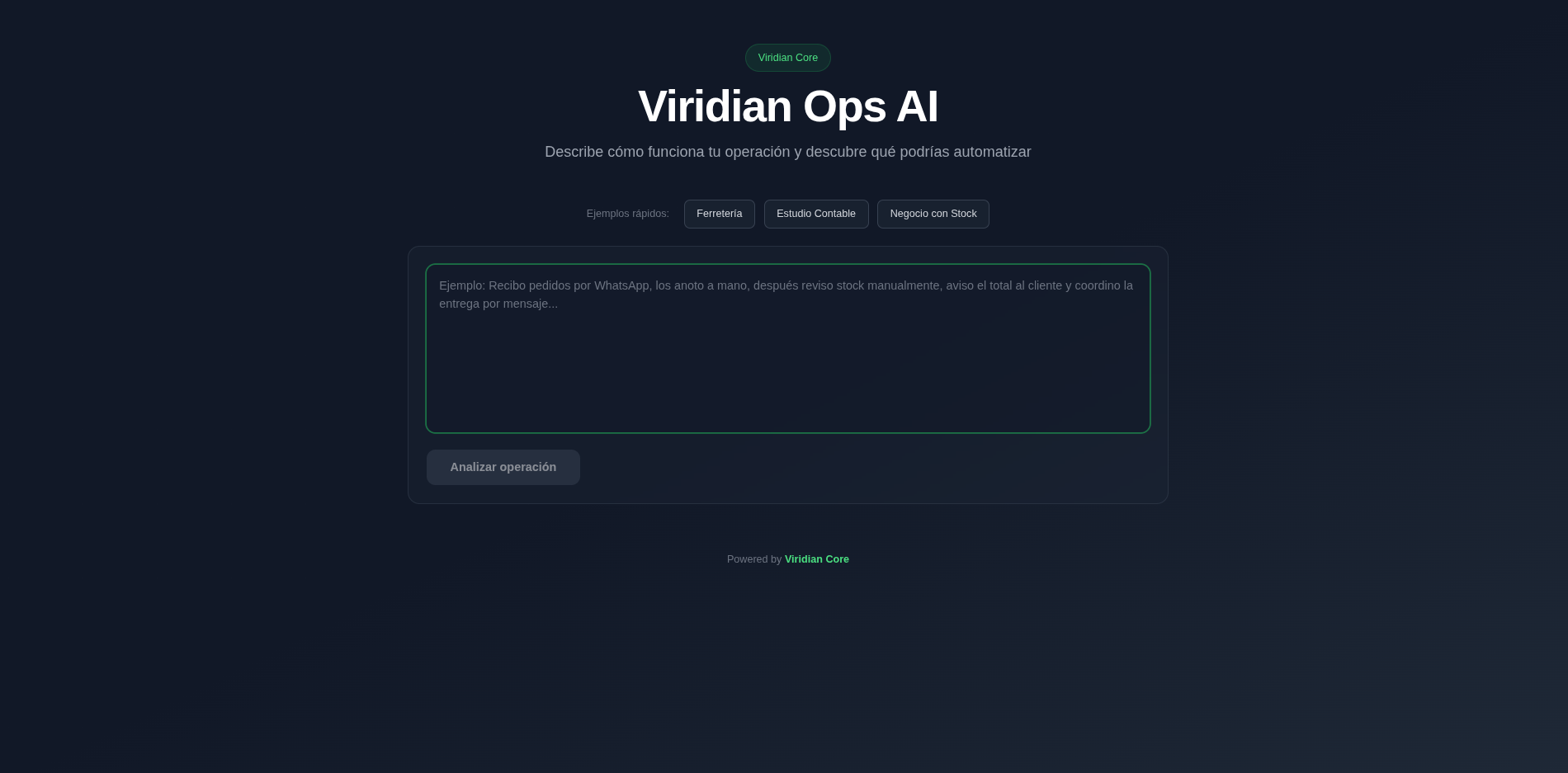 Captura de Viridian Ops AI
